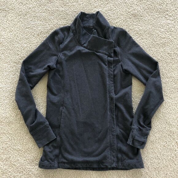 Lululemon Heathered Black Gray Coast Wrap II French Terry Long Sleeve Jacket 4 - Picture 2 of 13